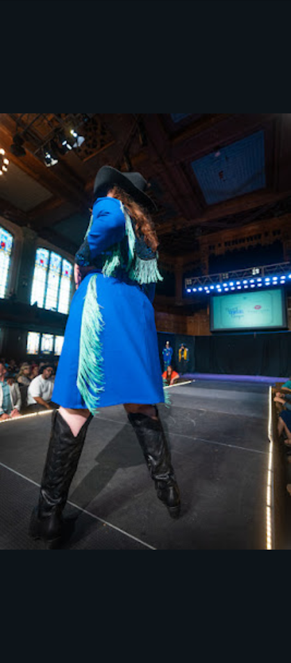 Edgy Royal Sapphire- Fashion Forward Blouse and skirt combo