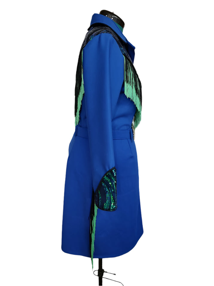 Edgy Royal Sapphire- Fashion Forward Blouse and skirt combo