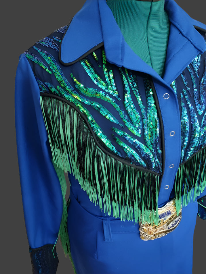 Edgy Royal Sapphire- Fashion Forward Blouse and skirt combo