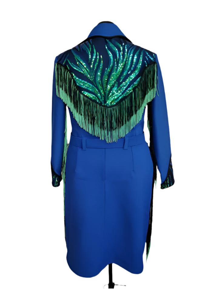 Edgy Royal Sapphire- Fashion Forward Blouse and skirt combo